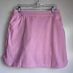 Peter Millar Golf Tennis Skirt Skort Size Medium Pink Houndstooth Petal Hem